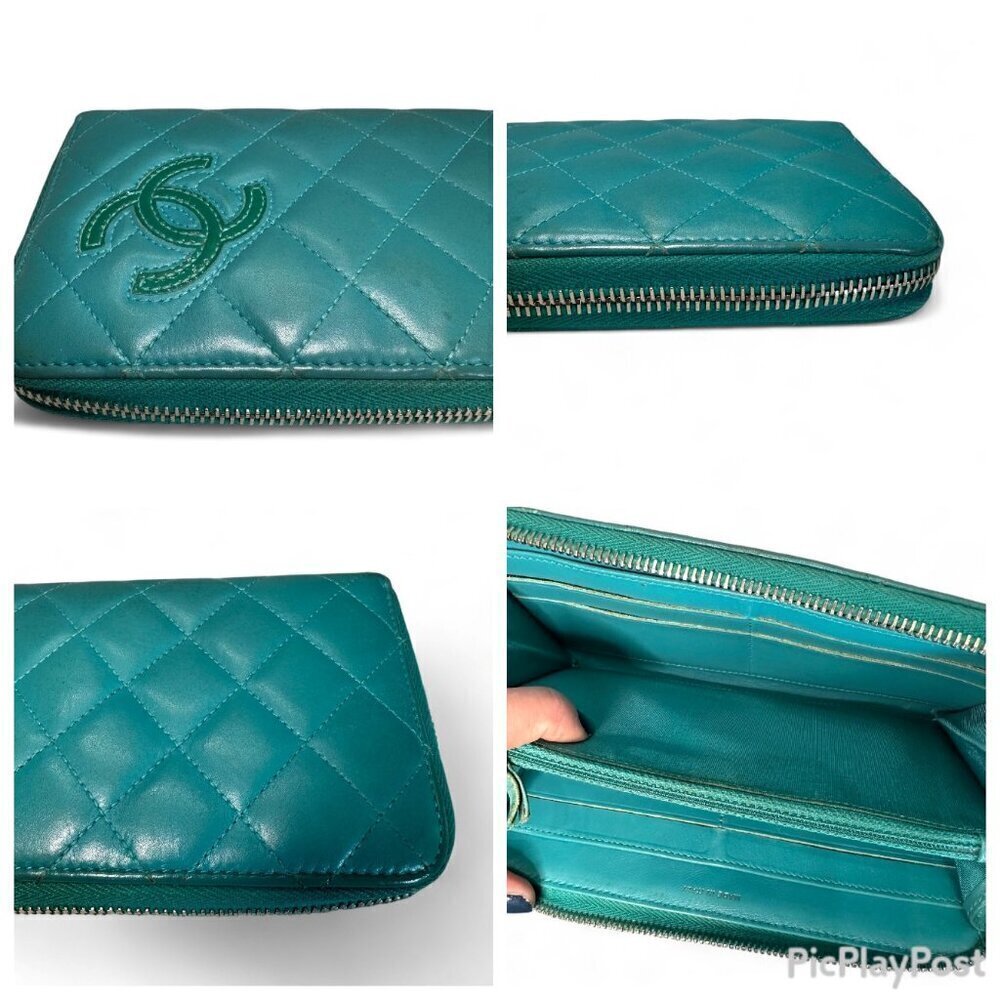 Chanel CC Matelasse Zip Around Long Wallet - Green/Teal - Picture 16 of 16